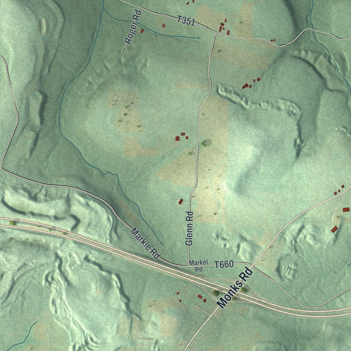 Second close-up of the map of Union, Jefferson County, Pennsylvania print showing more streets and buildings