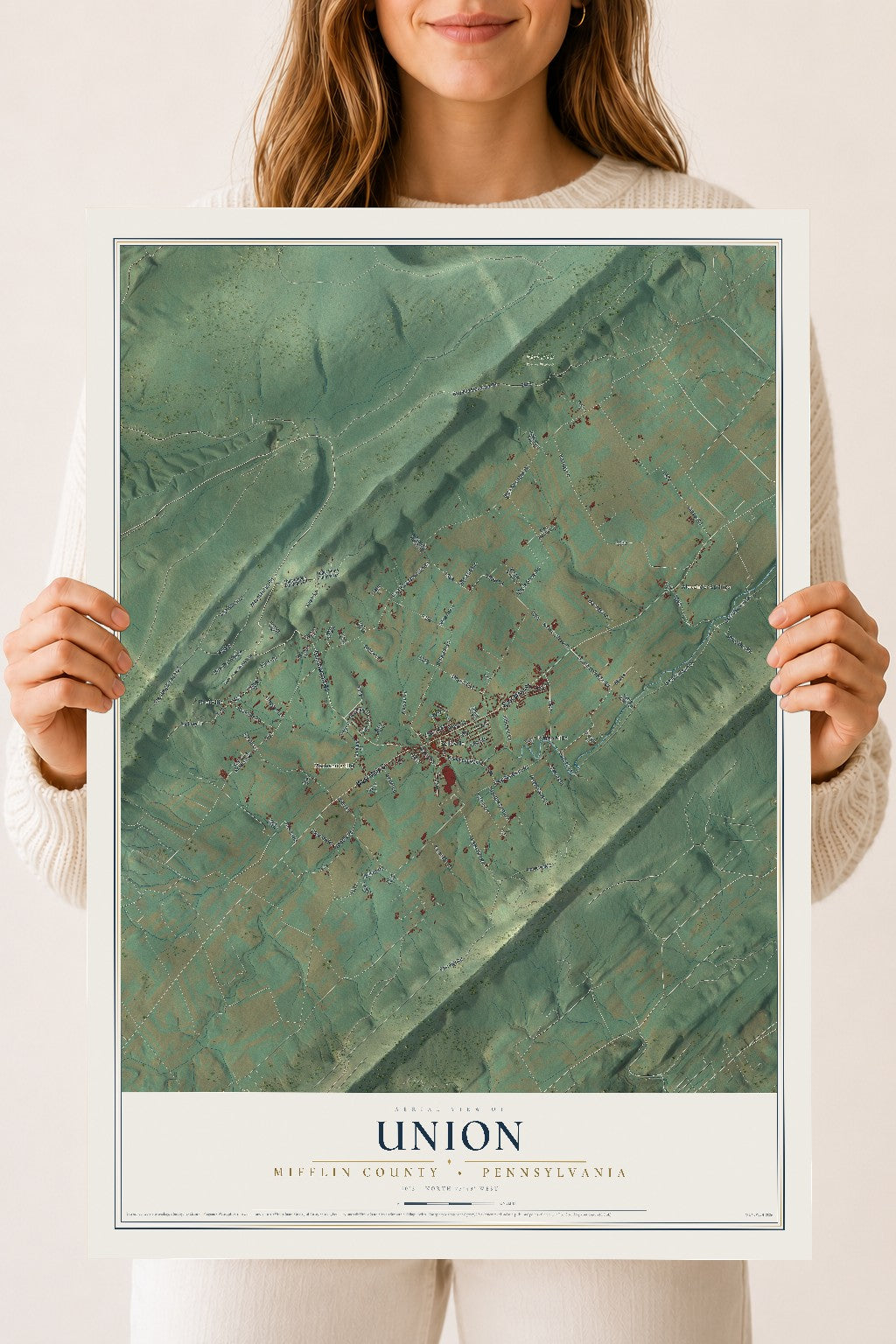 Map of Union, Mifflin County, Pennsylvania, 18 x 24 inch unframed archival matte print