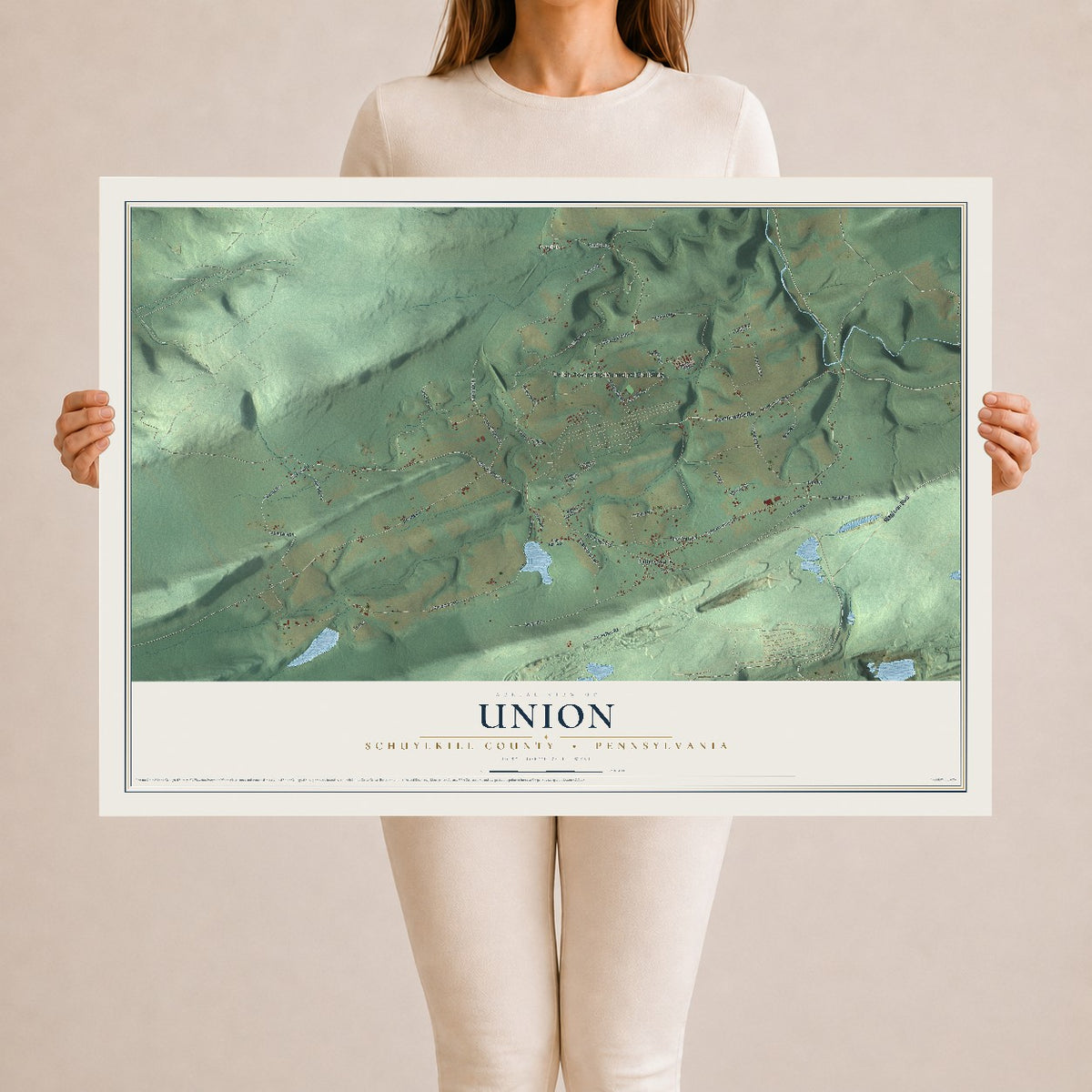 Map of Union, Schuylkill County, Pennsylvania, 24 x 36 inch unframed archival matte print