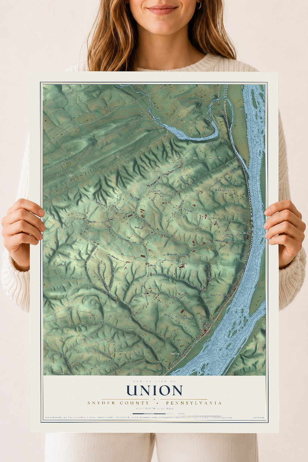 Map of Union, Snyder County, Pennsylvania, 18 x 24 inch unframed archival matte print
