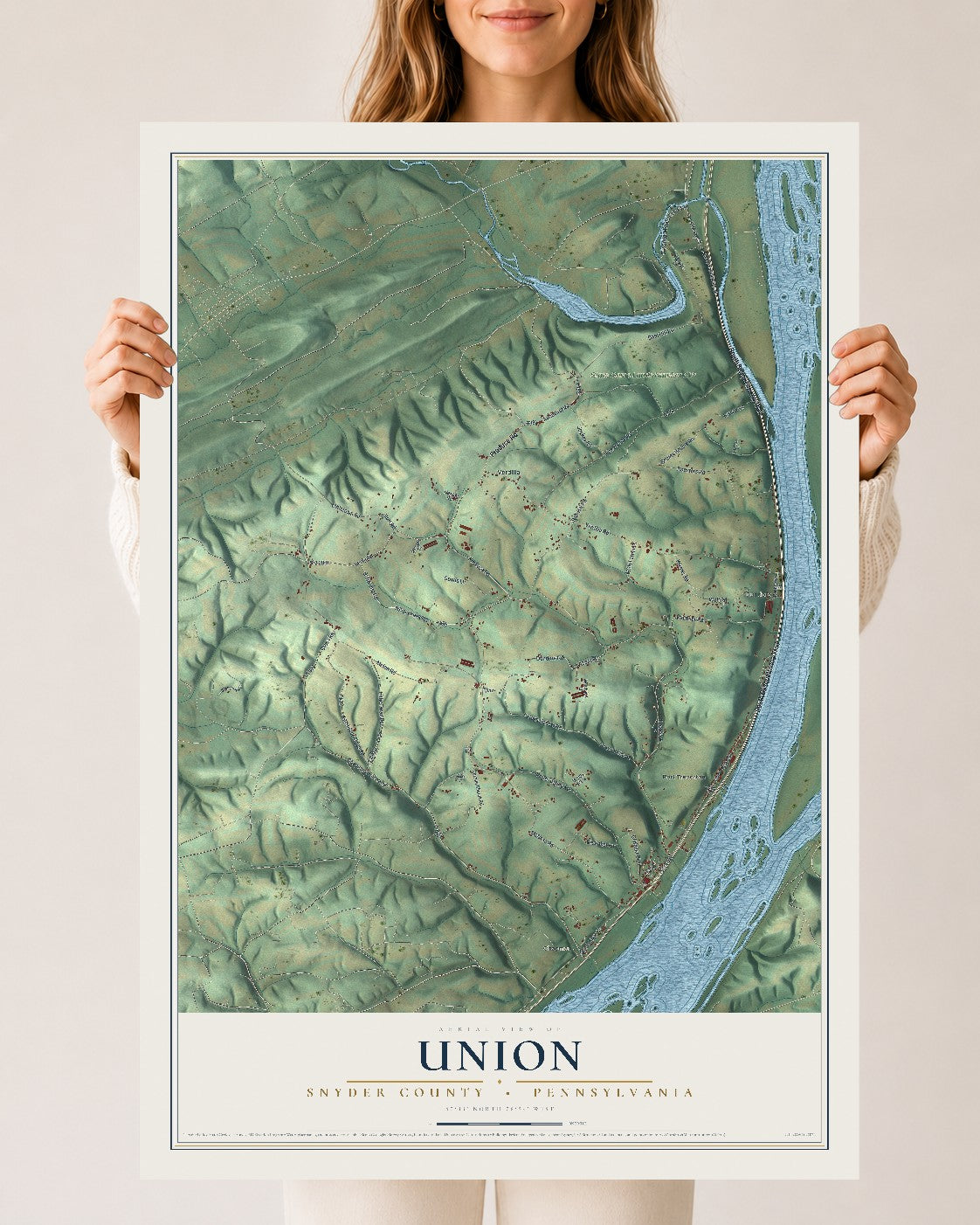 Map of Union, Snyder County, Pennsylvania, 24 x 36 inch unframed archival matte print