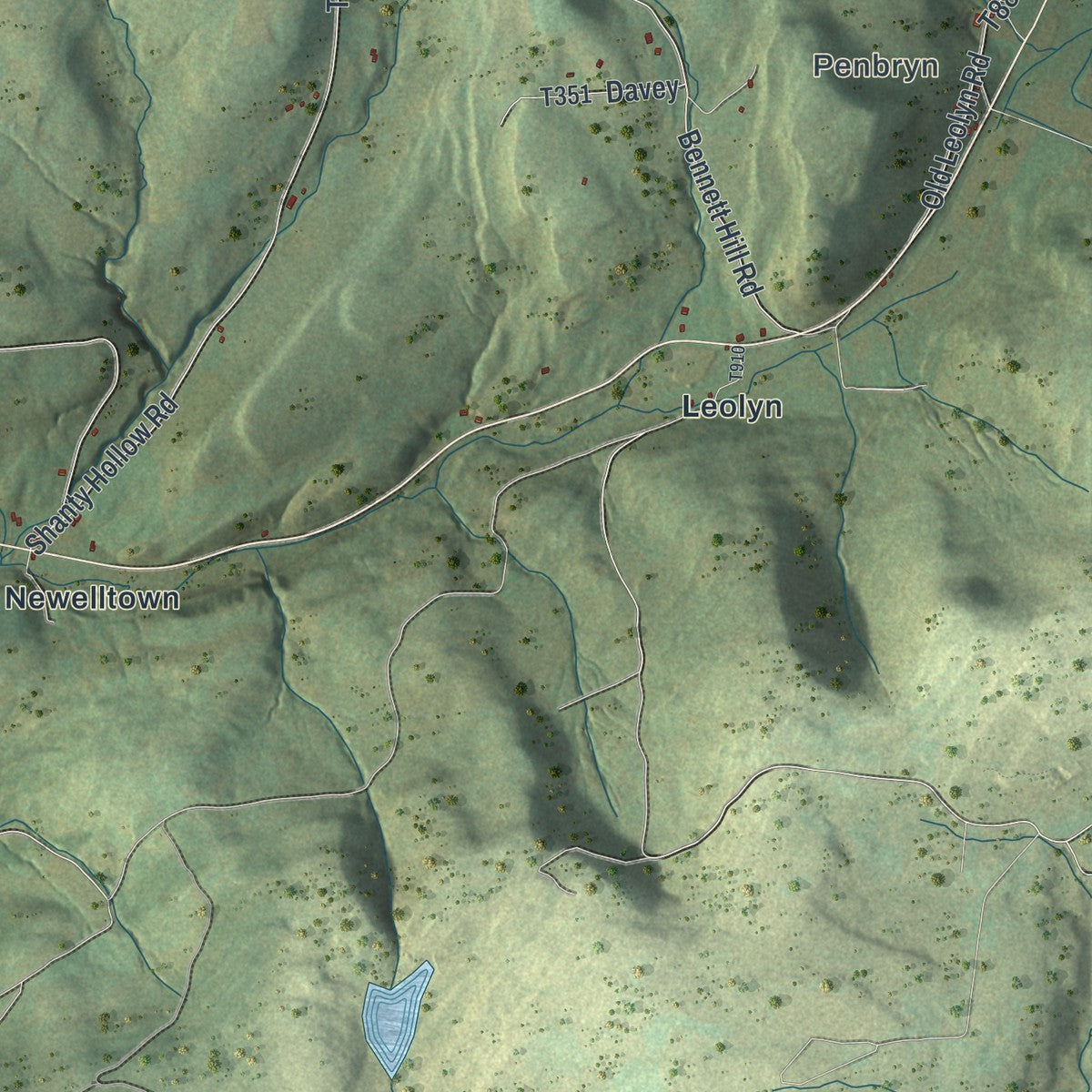 Second close-up of the map of Union, Tioga County, Pennsylvania print showing more streets and buildings