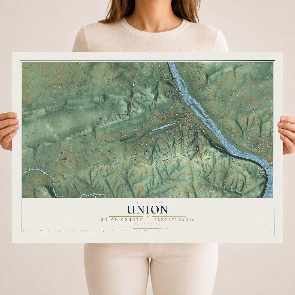 Map of Union, Union County, Pennsylvania, 18 x 24 inch unframed archival matte print