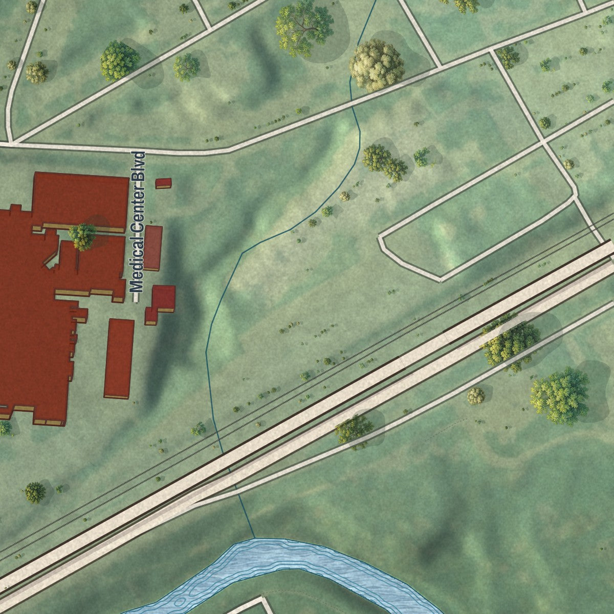 Second close-up of the map of Upland, Pennsylvania print showing more streets and buildings