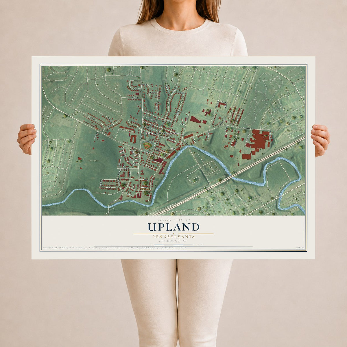 Map of Upland, Pennsylvania, 24 x 36 inch unframed archival matte print