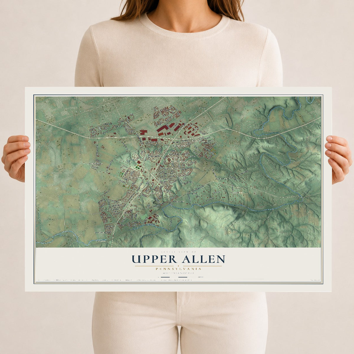 Map of Upper Allen, Pennsylvania, 12 x 18 inch unframed archival matte print