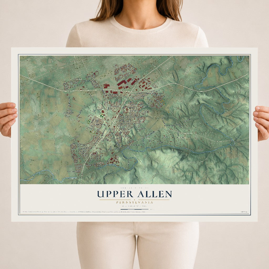 Map of Upper Allen, Pennsylvania, 18 x 24 inch unframed archival matte print