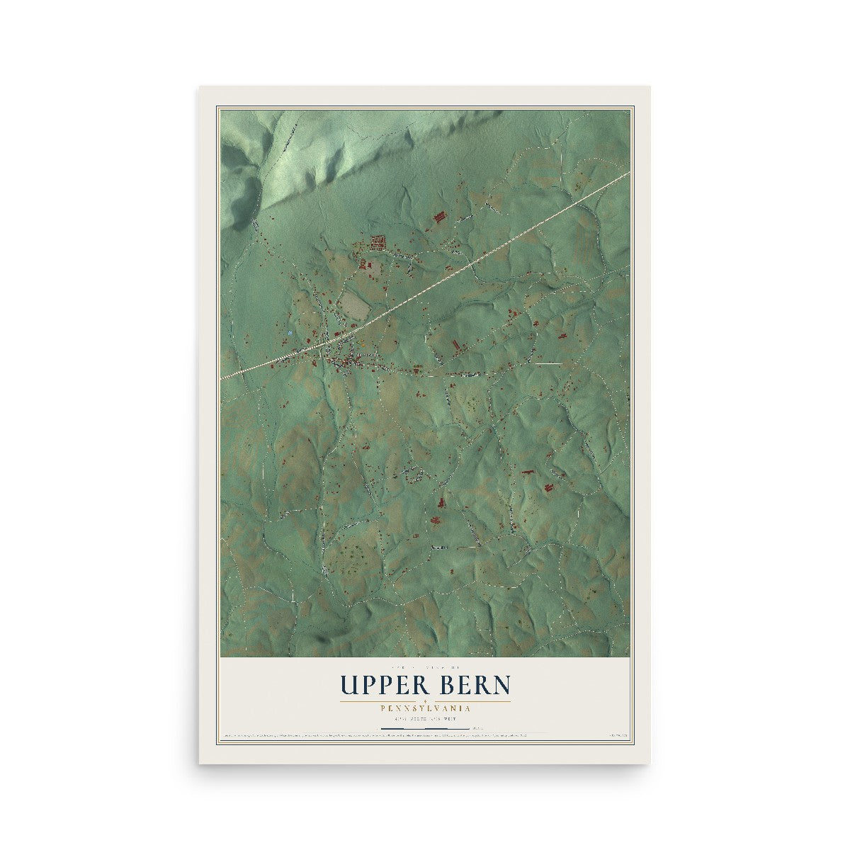 Map of Upper Bern, Pennsylvania, 12 x 18 inch unframed archival matte print