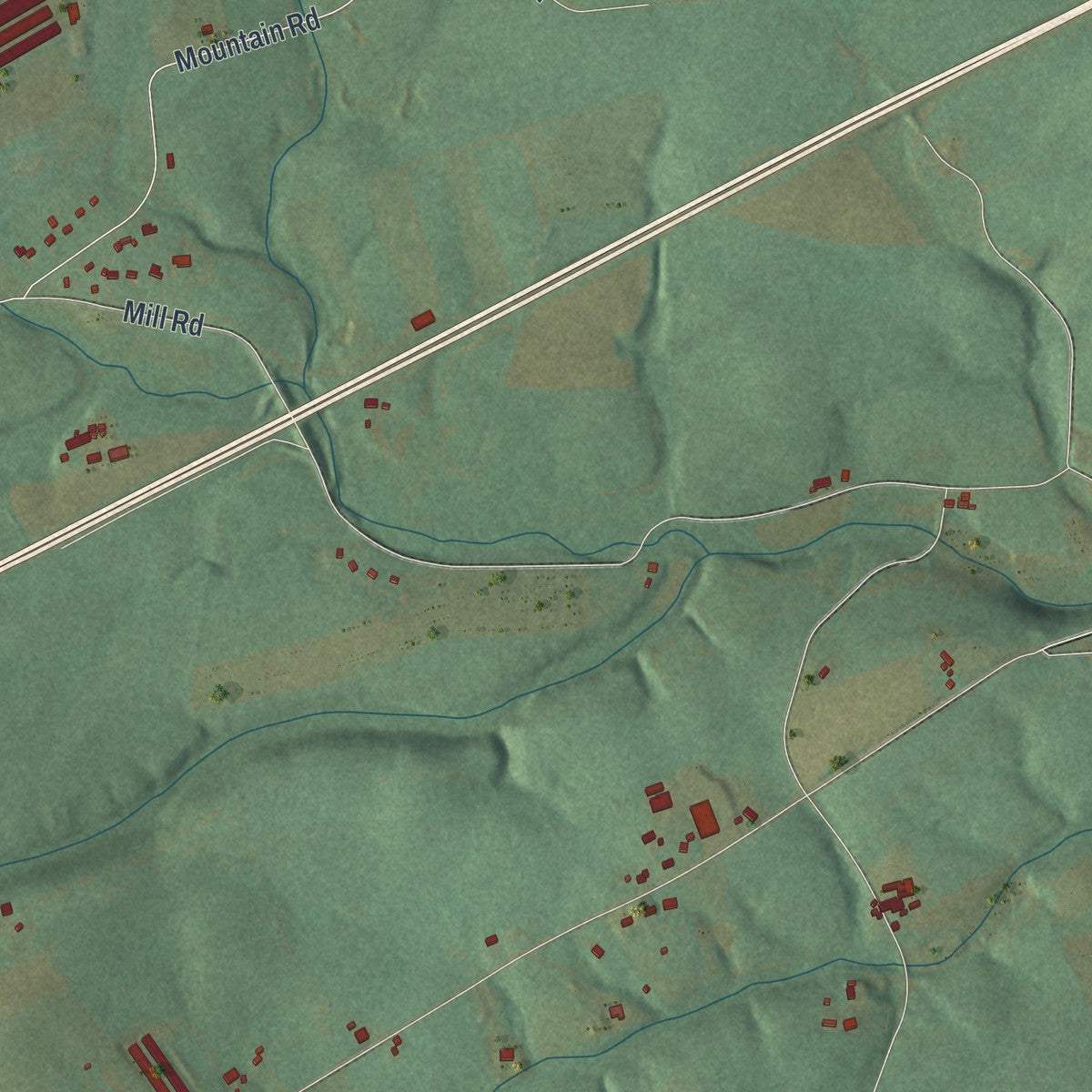 Second close-up of the map of Upper Bern, Pennsylvania print showing more streets and buildings