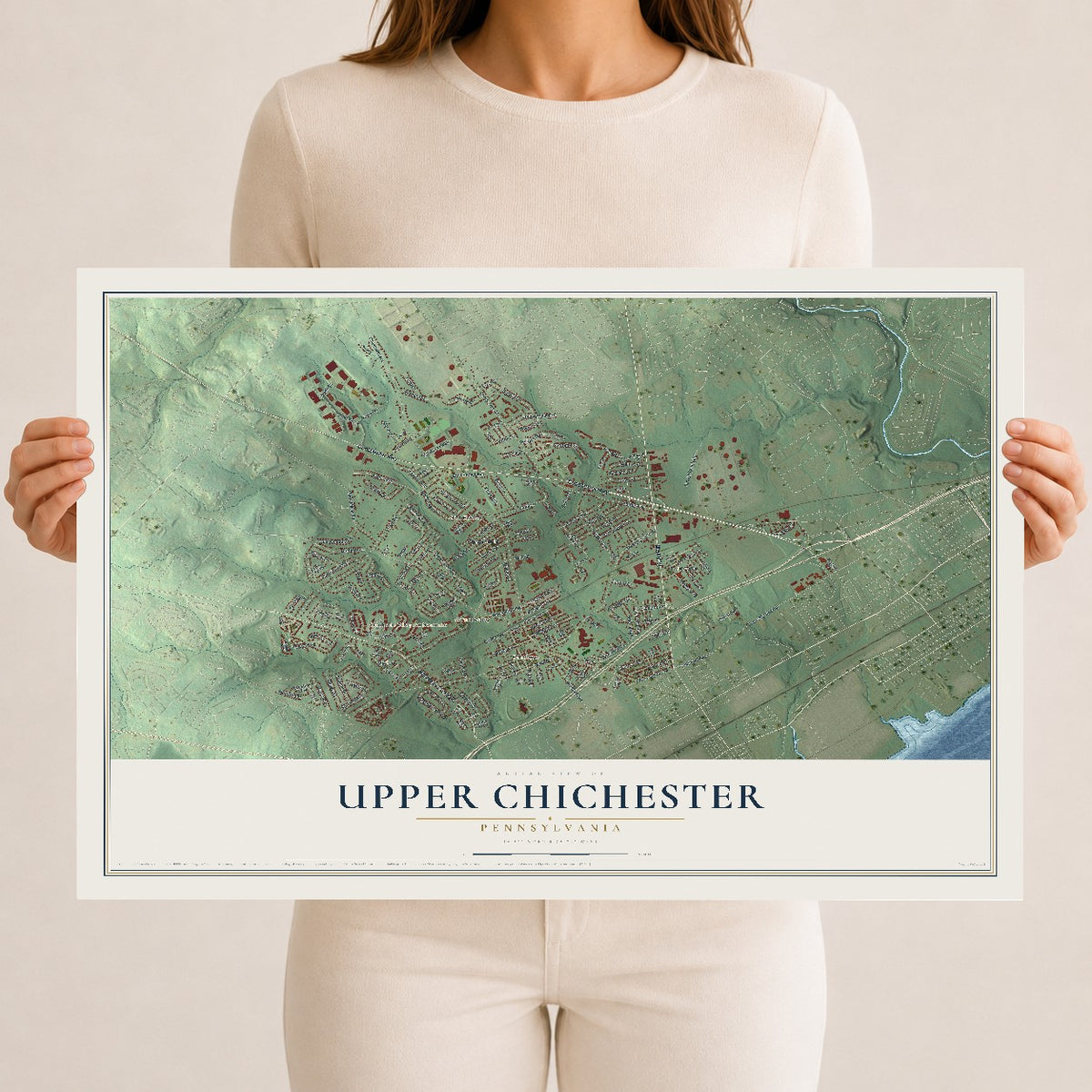 Map of Upper Chichester, Pennsylvania, 12 x 18 inch unframed archival matte print