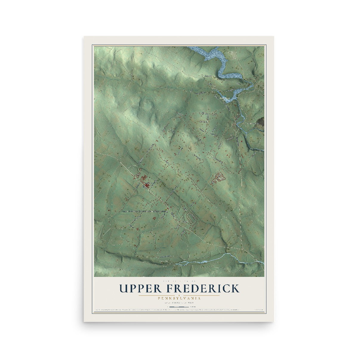Map of Upper Frederick, Pennsylvania, 12 x 18 inch unframed archival matte print