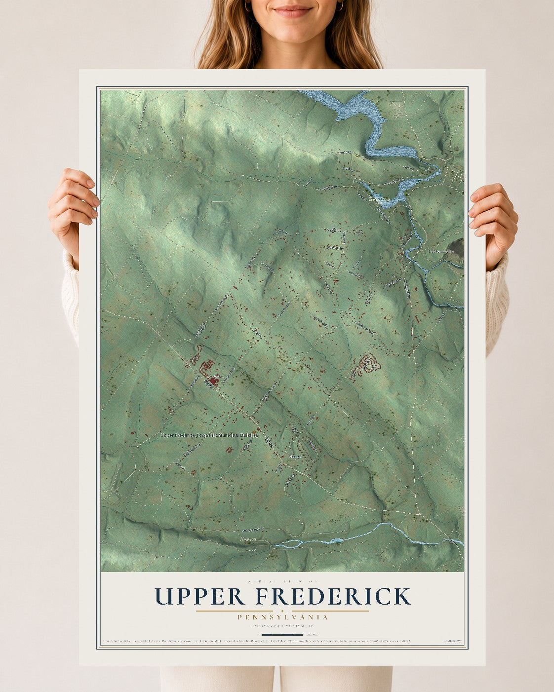Map of Upper Frederick, Pennsylvania, 24 x 36 inch unframed archival matte print