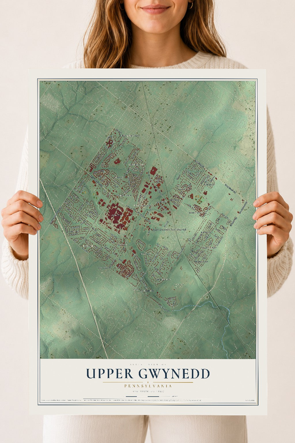 Map of Upper Gwynedd, Pennsylvania, 18 x 24 inch unframed archival matte print