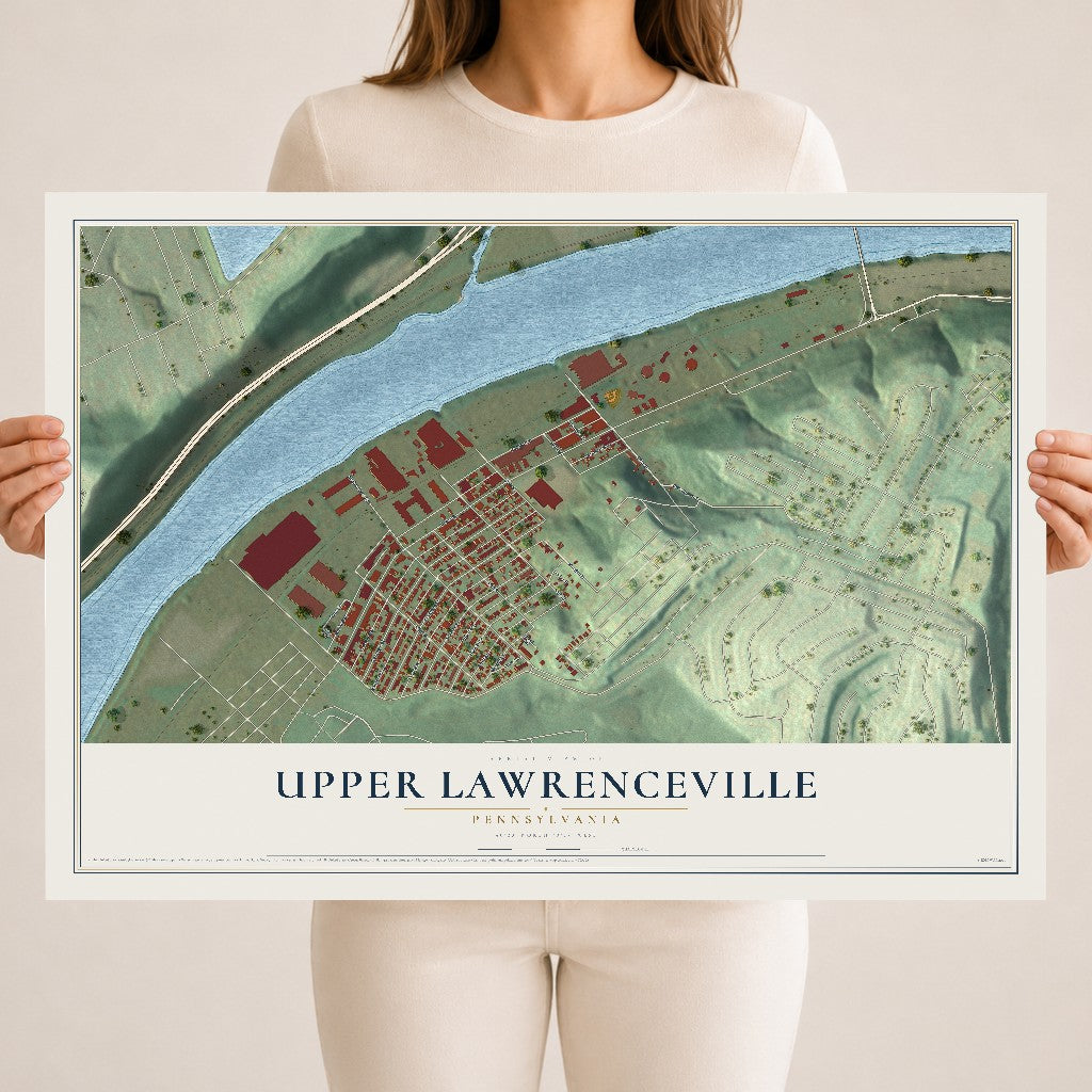 Map of Upper Lawrenceville, Pennsylvania, 18 x 24 inch unframed archival matte print