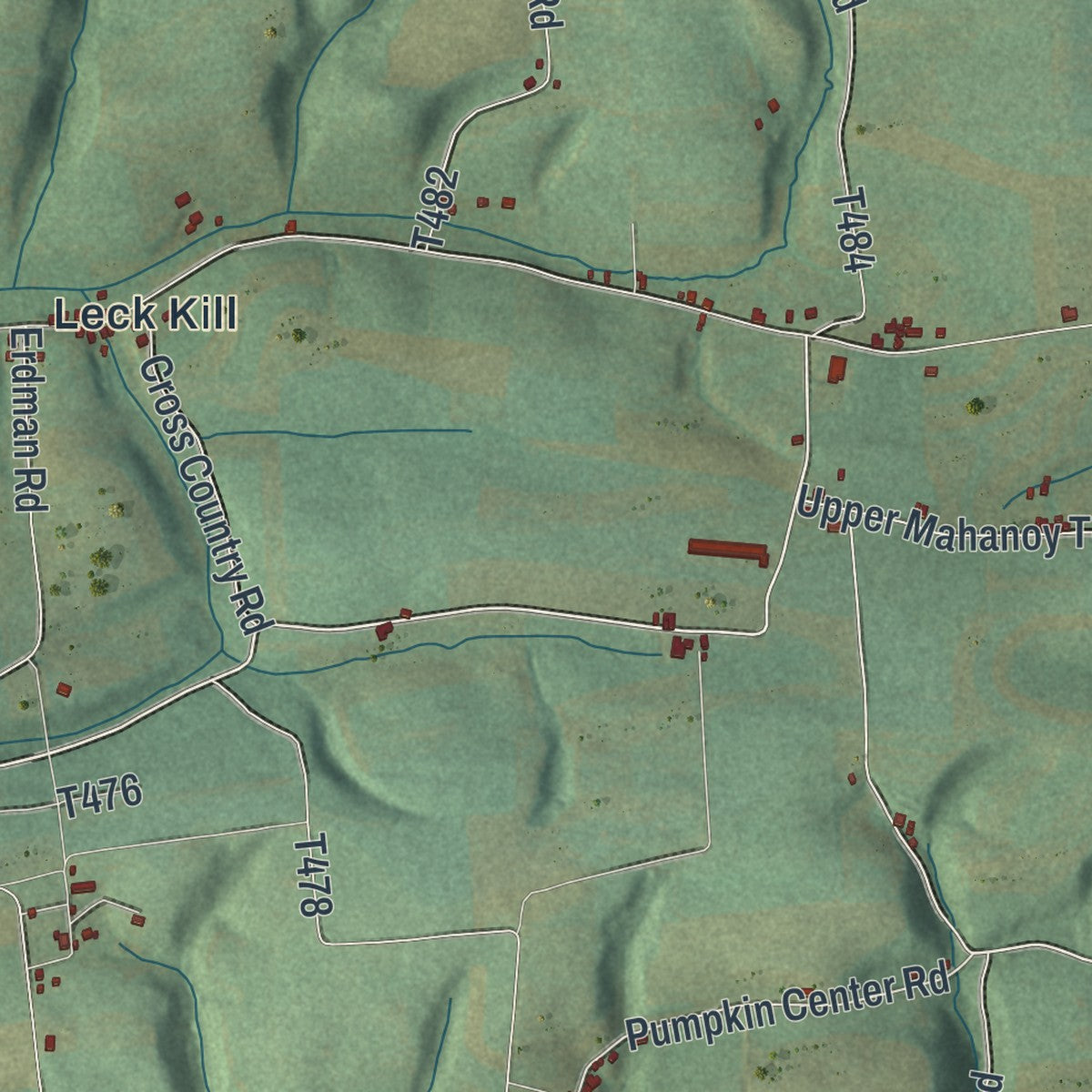 Second close-up of the map of Upper Mahanoy, Pennsylvania print showing more streets and buildings