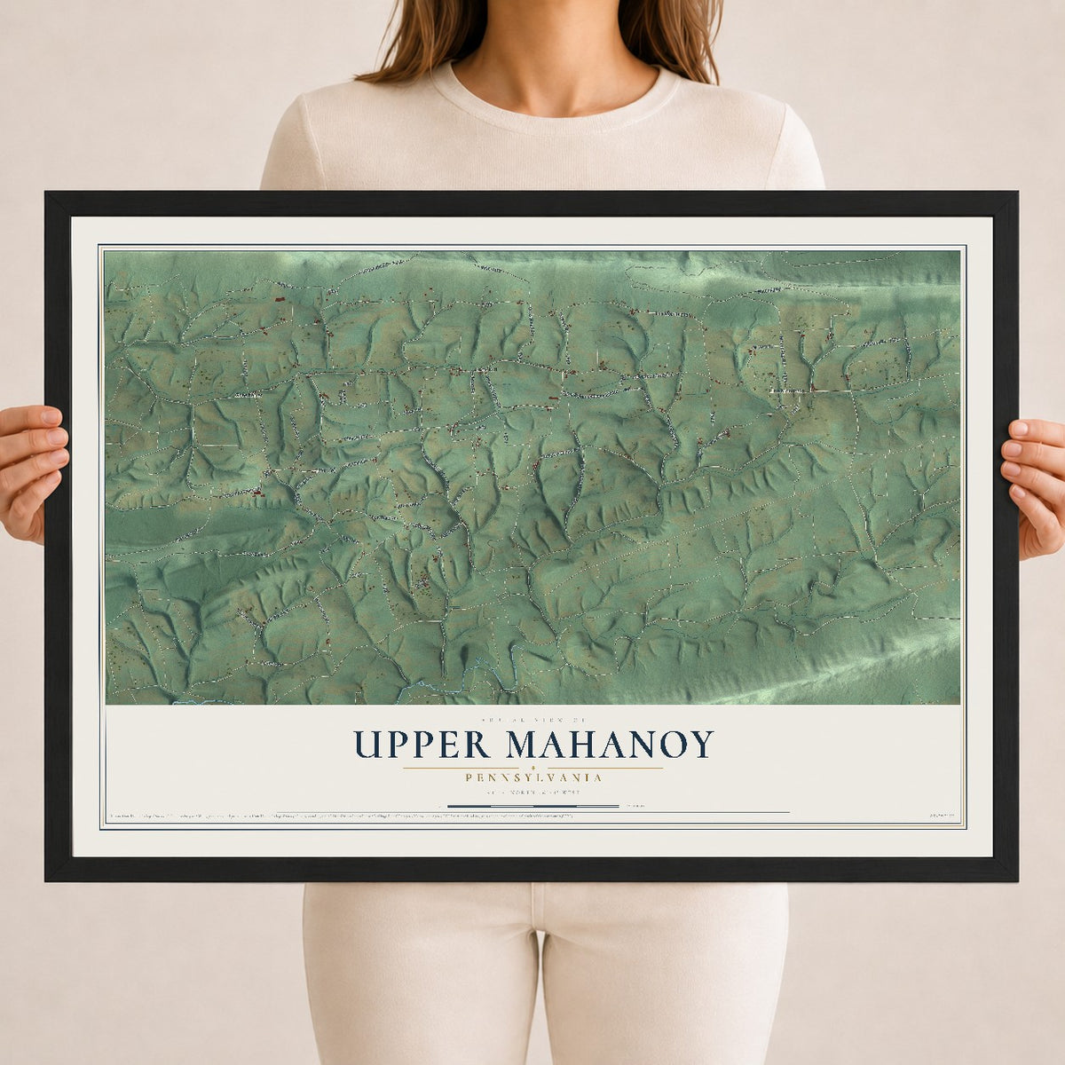 Map of Upper Mahanoy, Pennsylvania, 18 x 24 inch print in a black wood frame