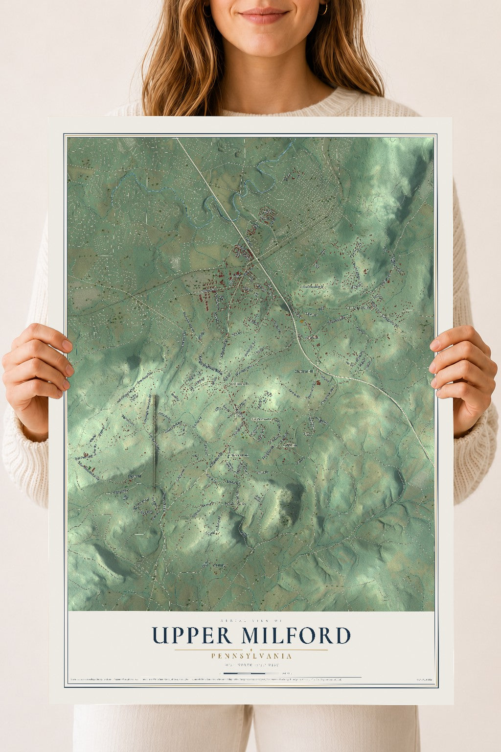Map of Upper Milford, Pennsylvania, 18 x 24 inch unframed archival matte print