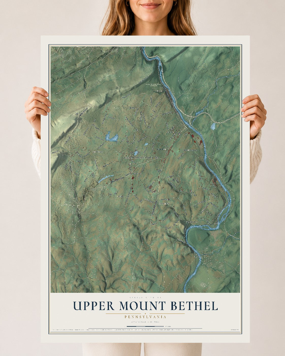 Map of Upper Mount Bethel, Pennsylvania, 24 x 36 inch unframed archival matte print