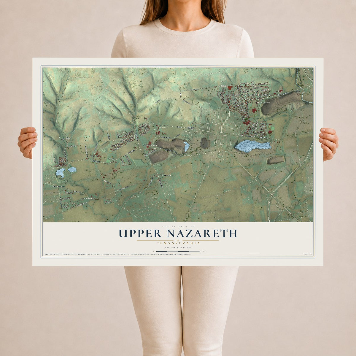 Map of Upper Nazareth, Pennsylvania, 24 x 36 inch unframed archival matte print