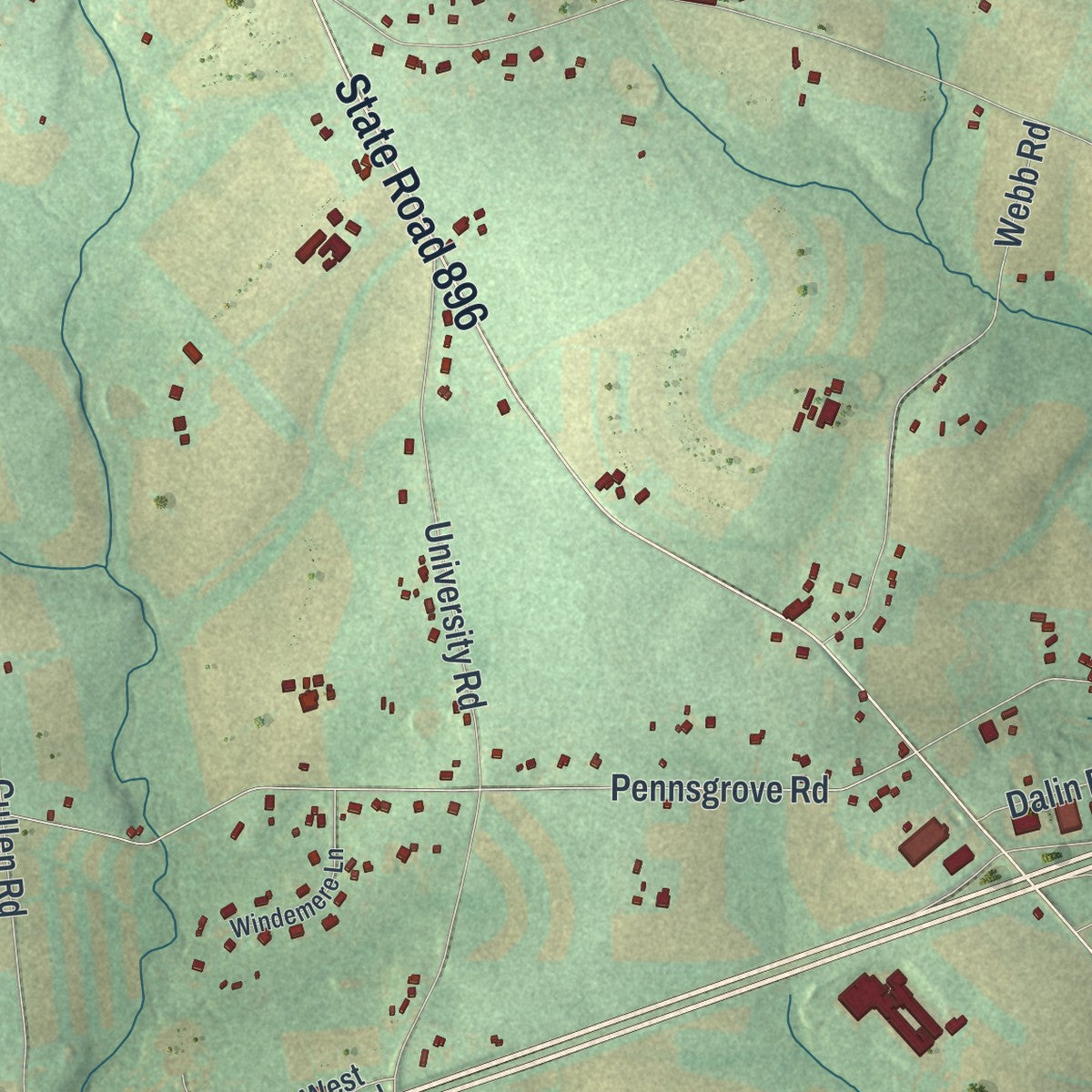 Second close-up of the map of Upper Oxford, Pennsylvania print showing more streets and buildings