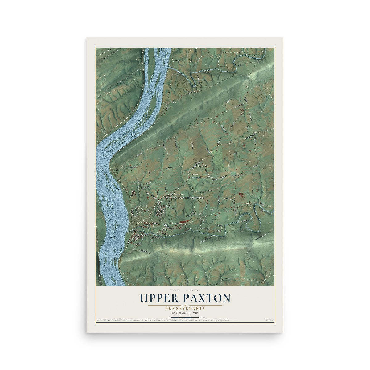 Map of Upper Paxton, Pennsylvania, 12 x 18 inch unframed archival matte print