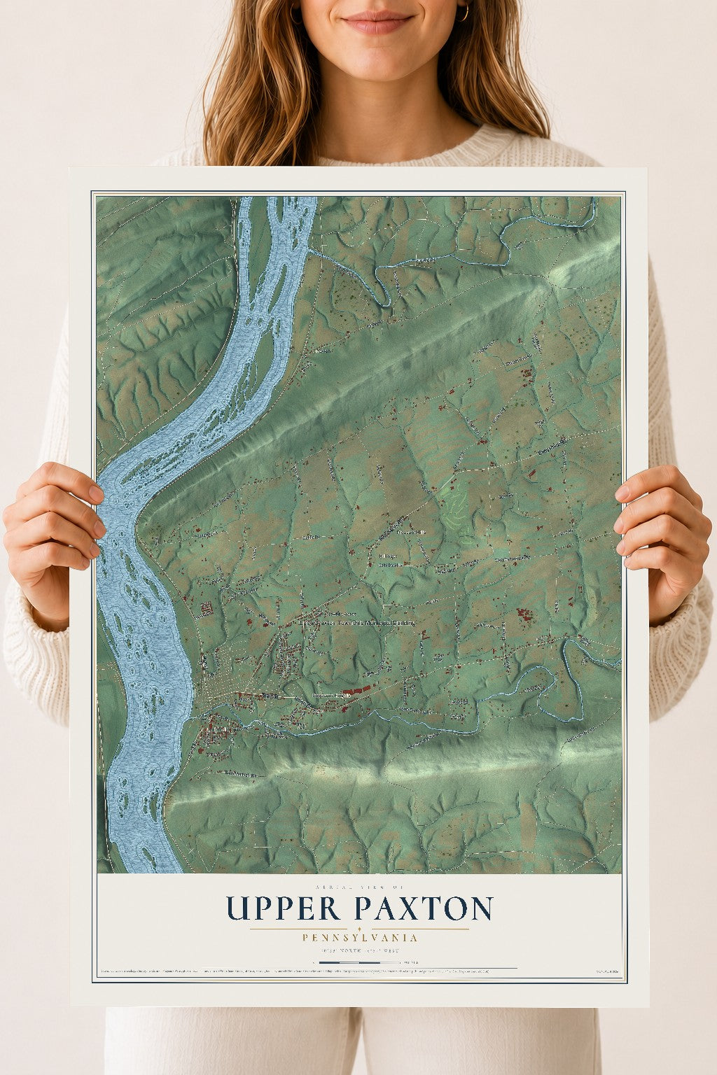 Map of Upper Paxton, Pennsylvania, 18 x 24 inch unframed archival matte print