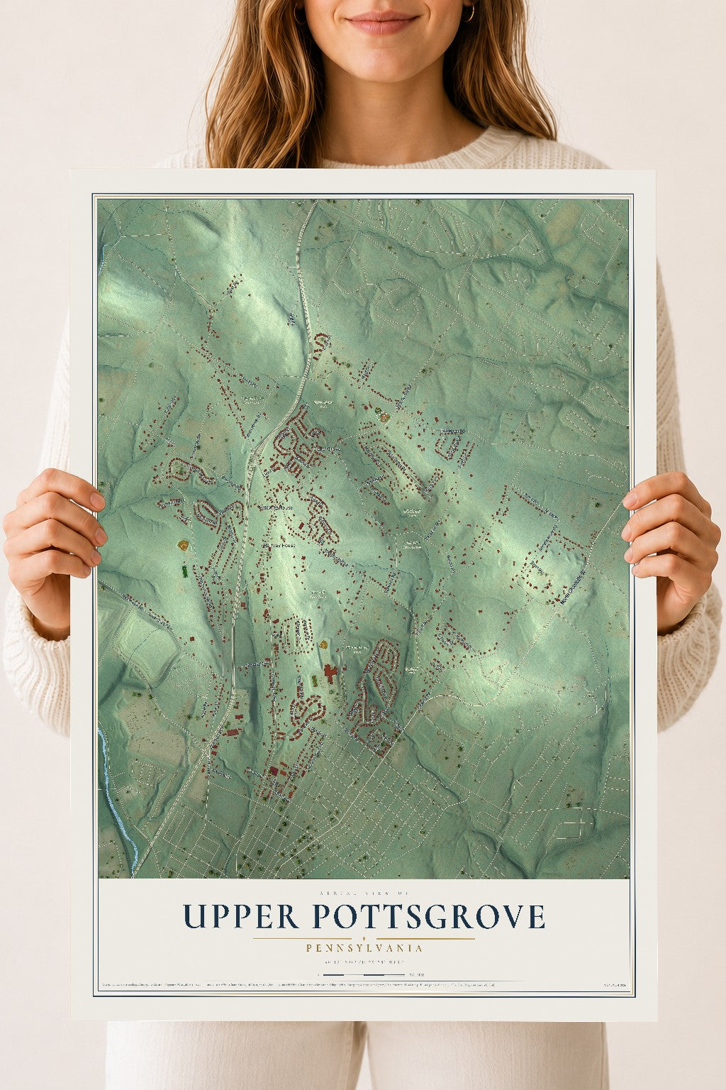Map of Upper Pottsgrove, Pennsylvania, 18 x 24 inch unframed archival matte print