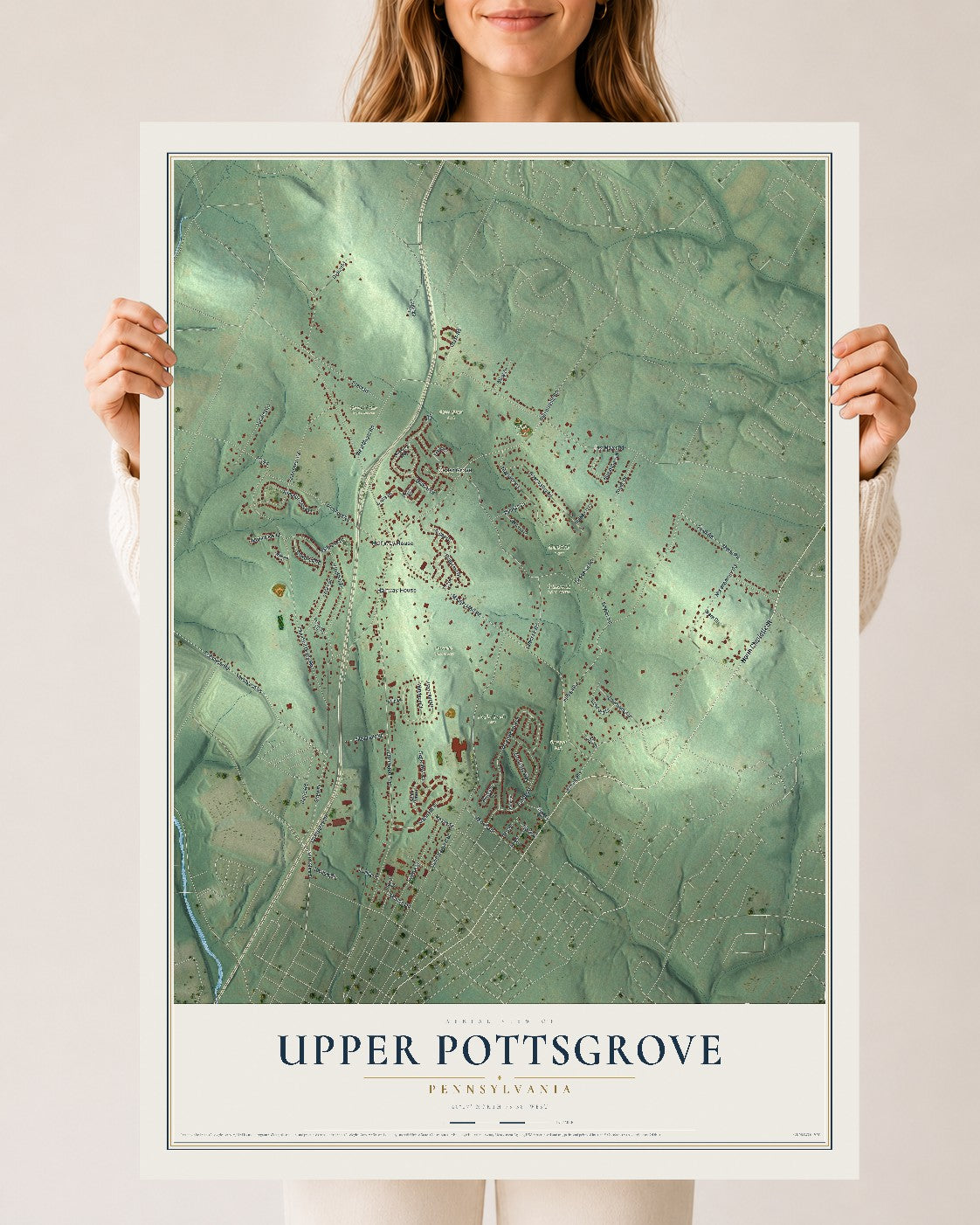 Map of Upper Pottsgrove, Pennsylvania, 24 x 36 inch unframed archival matte print
