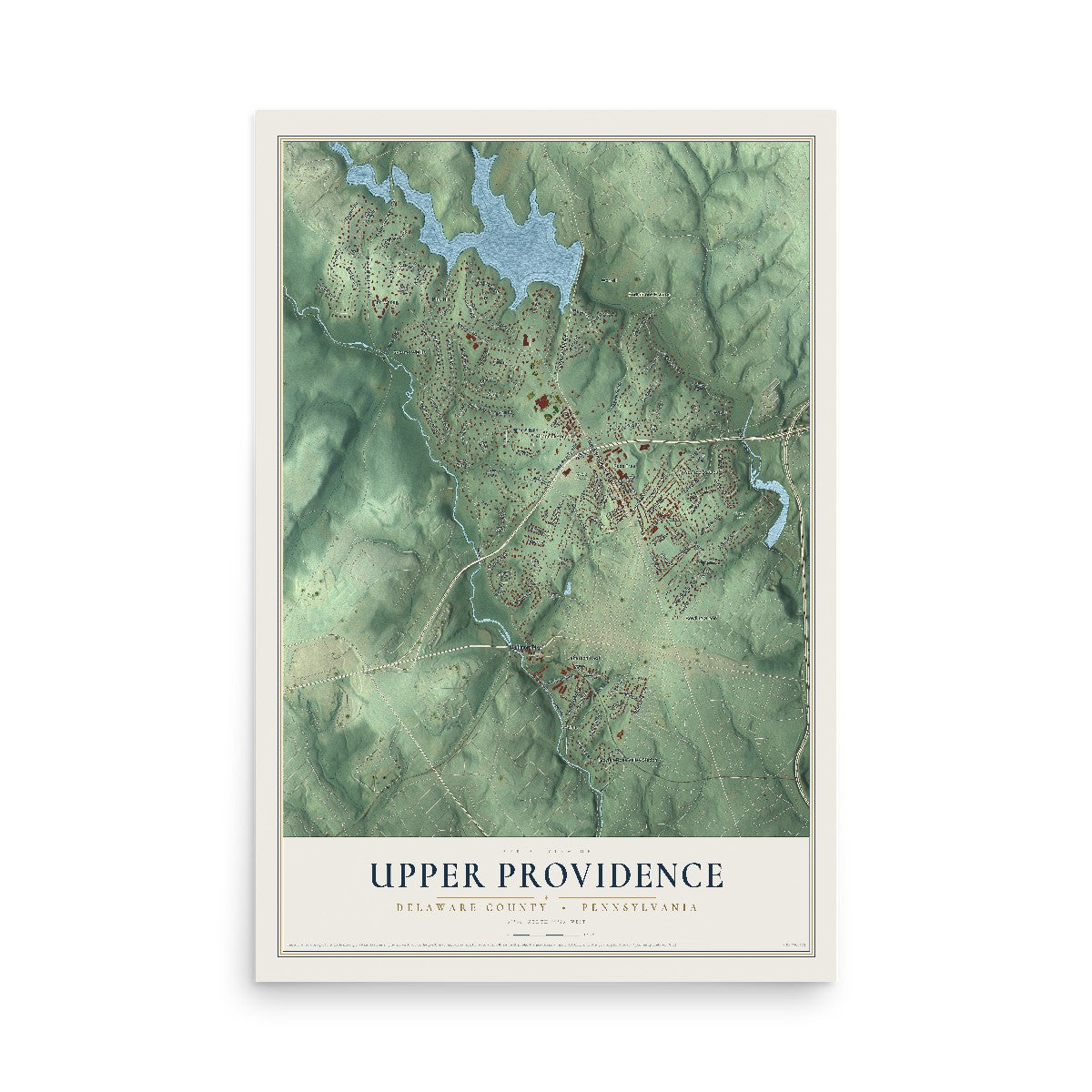 Map of Upper Providence, Delaware County, Pennsylvania, 12 x 18 inch unframed archival matte print