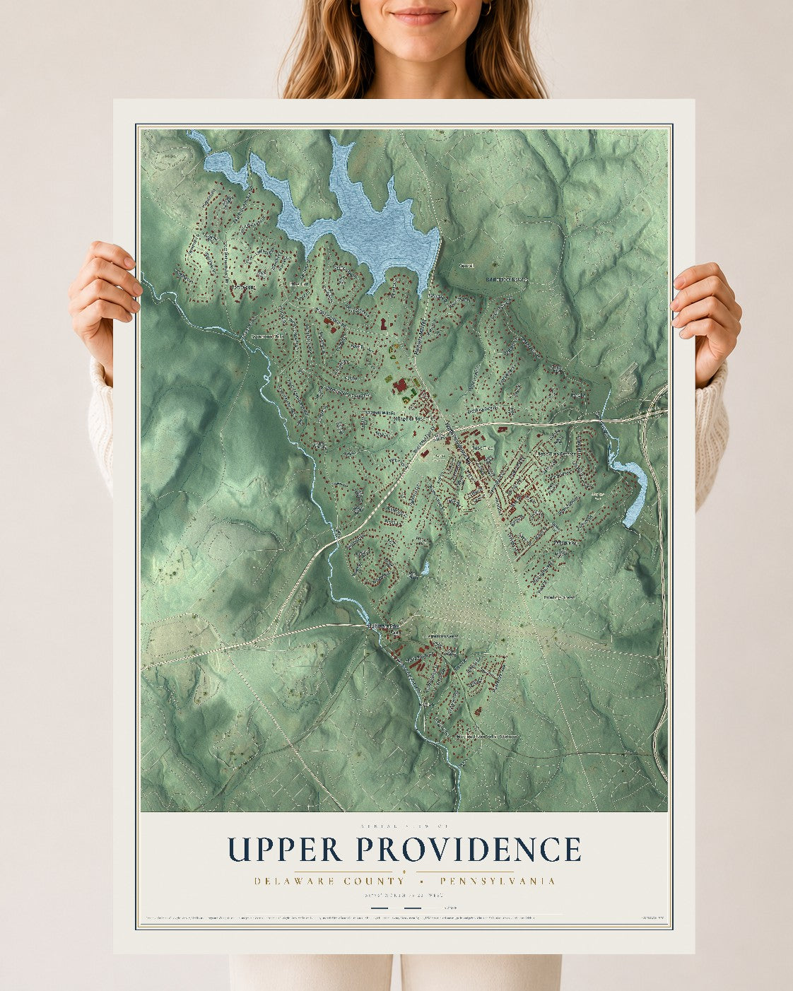 Map of Upper Providence, Delaware County, Pennsylvania, 24 x 36 inch unframed archival matte print