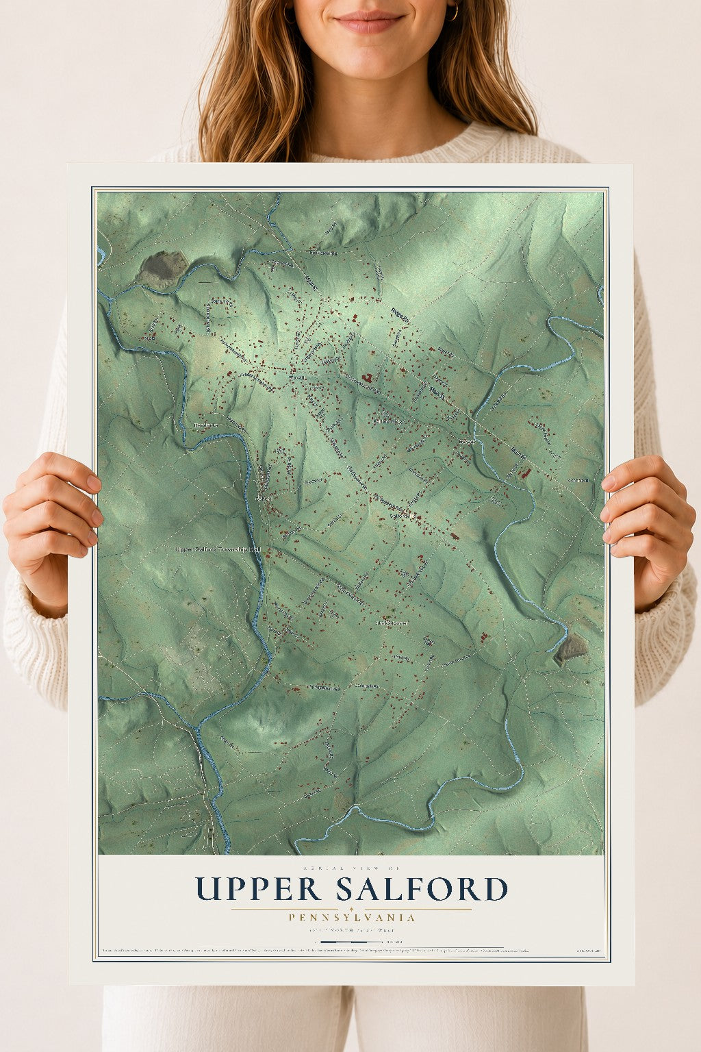 Map of Upper Salford, Pennsylvania, 18 x 24 inch unframed archival matte print