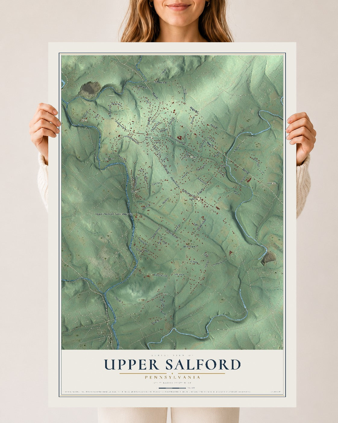 Map of Upper Salford, Pennsylvania, 24 x 36 inch unframed archival matte print