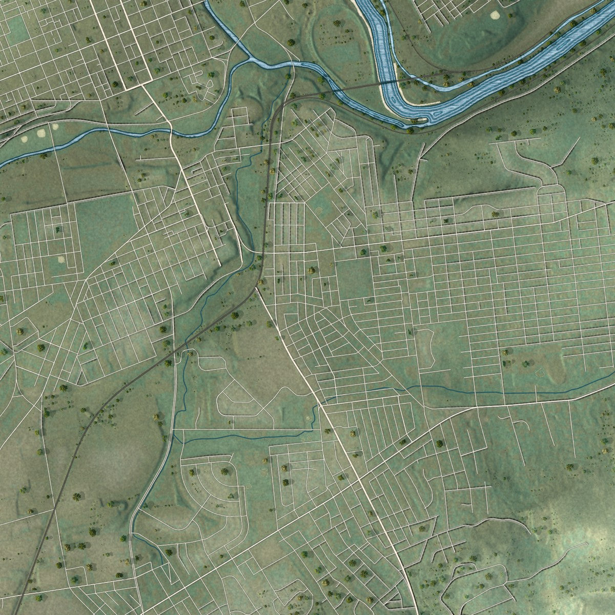 Second close-up of the map of Upper Saucon, Pennsylvania print showing more streets and buildings