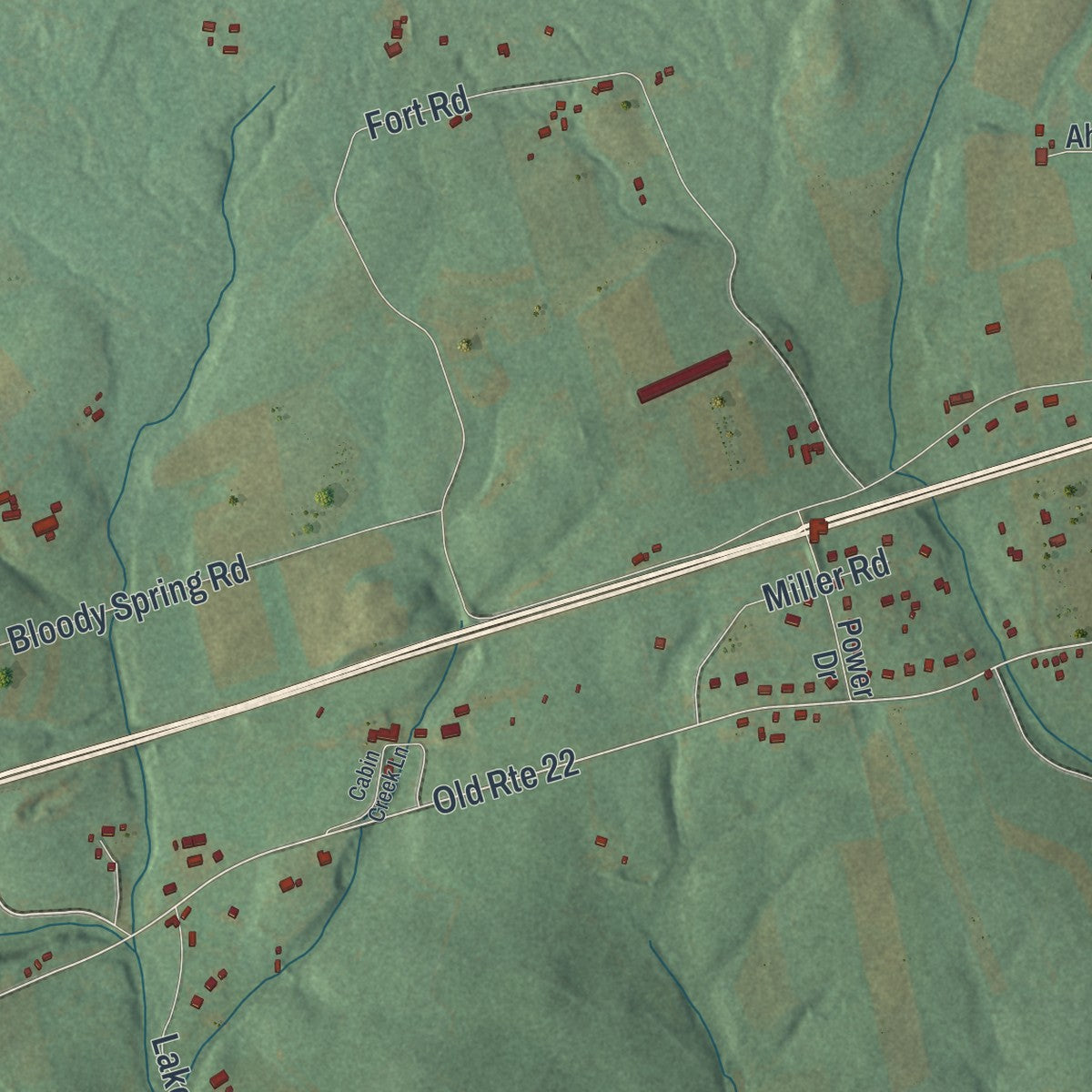 Second close-up of the map of Upper Tulpehocken, Pennsylvania print showing more streets and buildings