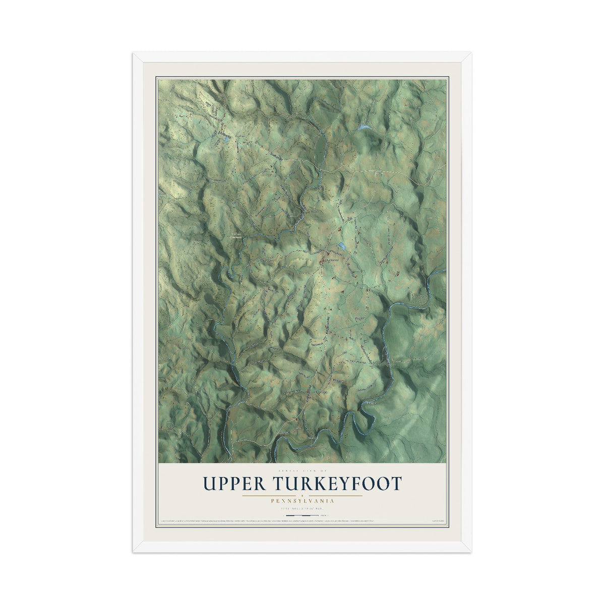 Map of Upper Turkeyfoot, Pennsylvania, 12 x 18 inch print in a white wood frame
