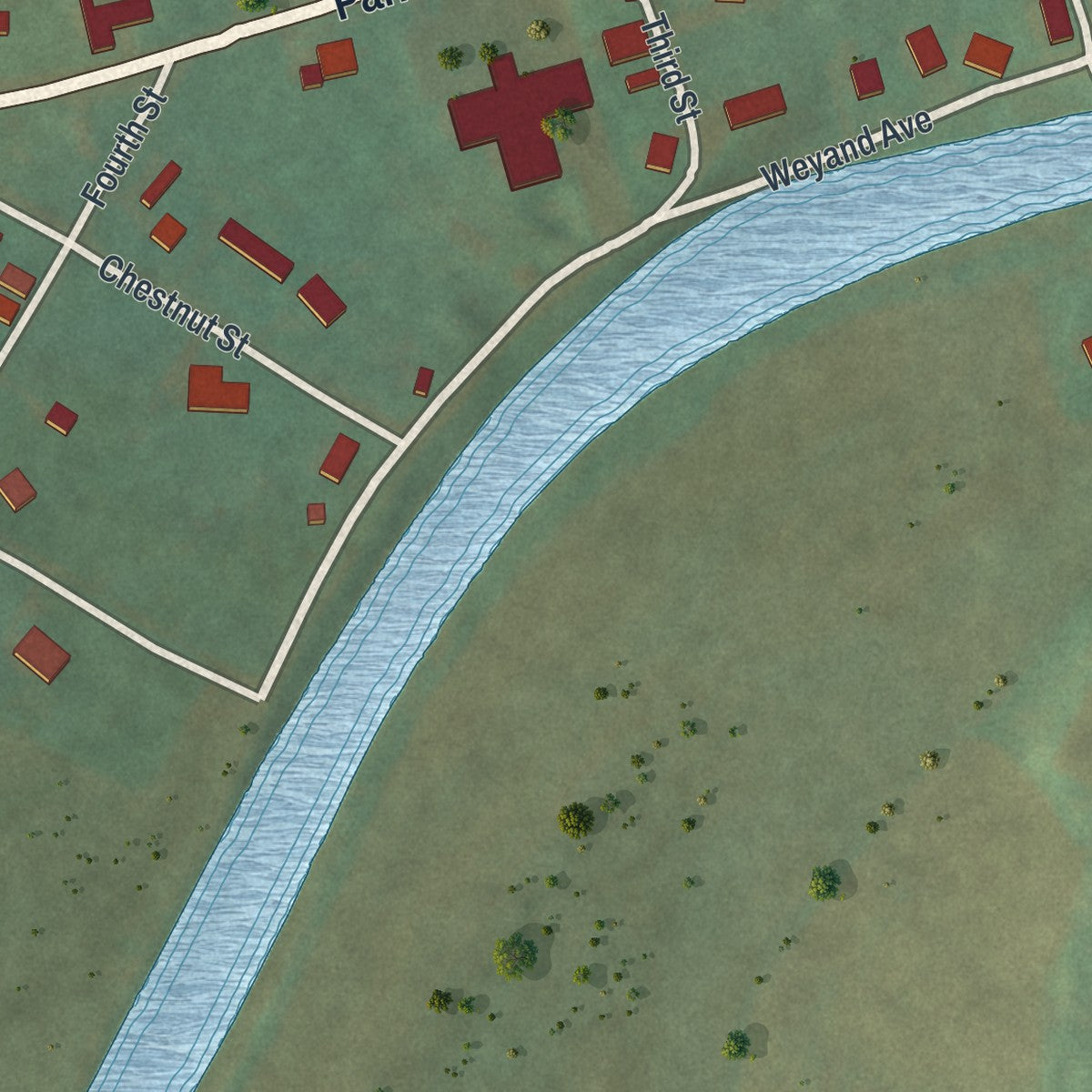 Second close-up of the map of Ursina, Pennsylvania print showing more streets and buildings
