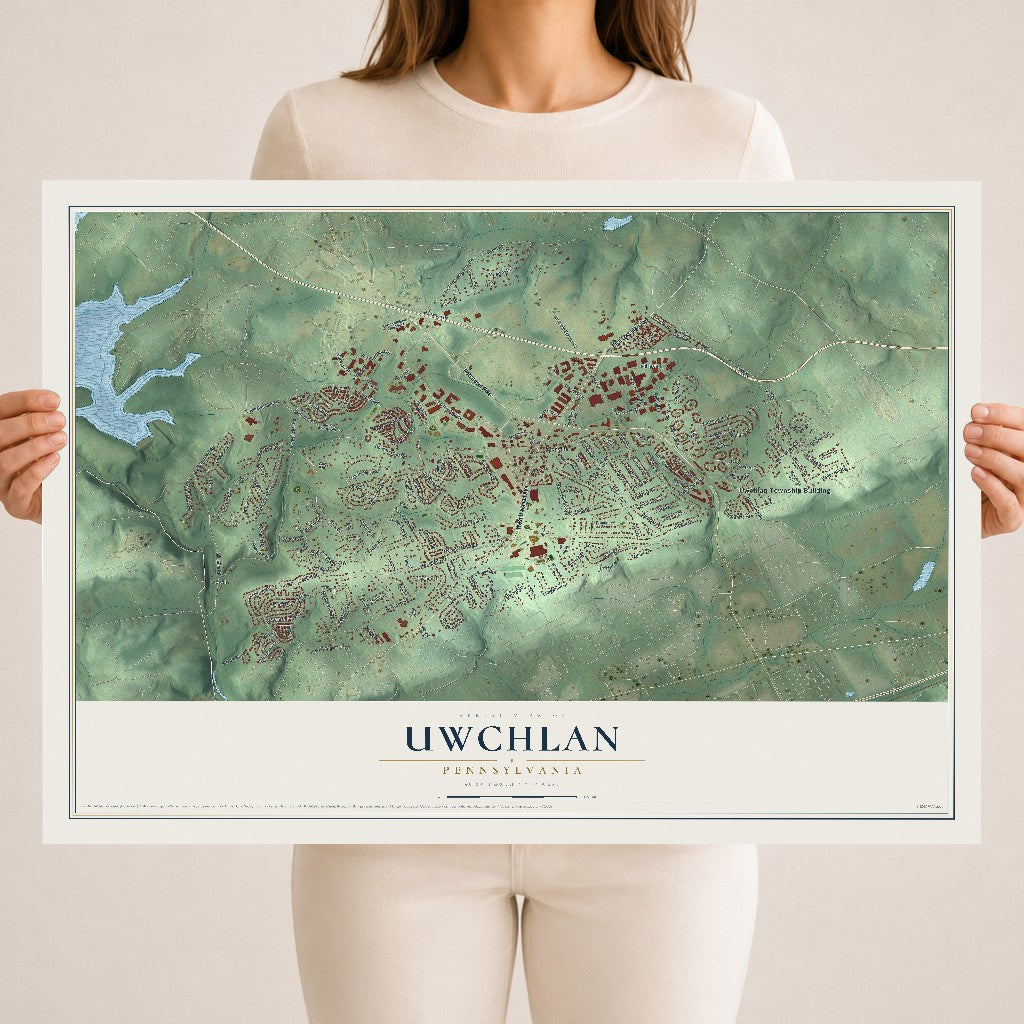 Map of Uwchlan, Pennsylvania, 18 x 24 inch unframed archival matte print