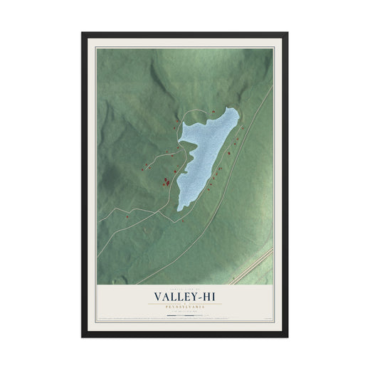 Map of Valley-Hi, Pennsylvania, 12 x 18 inch print in a black wood frame