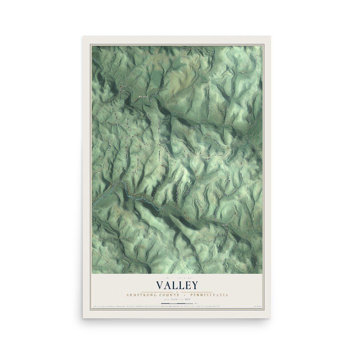 Map of Valley, Armstrong County, Pennsylvania, 12 x 18 inch unframed archival matte print