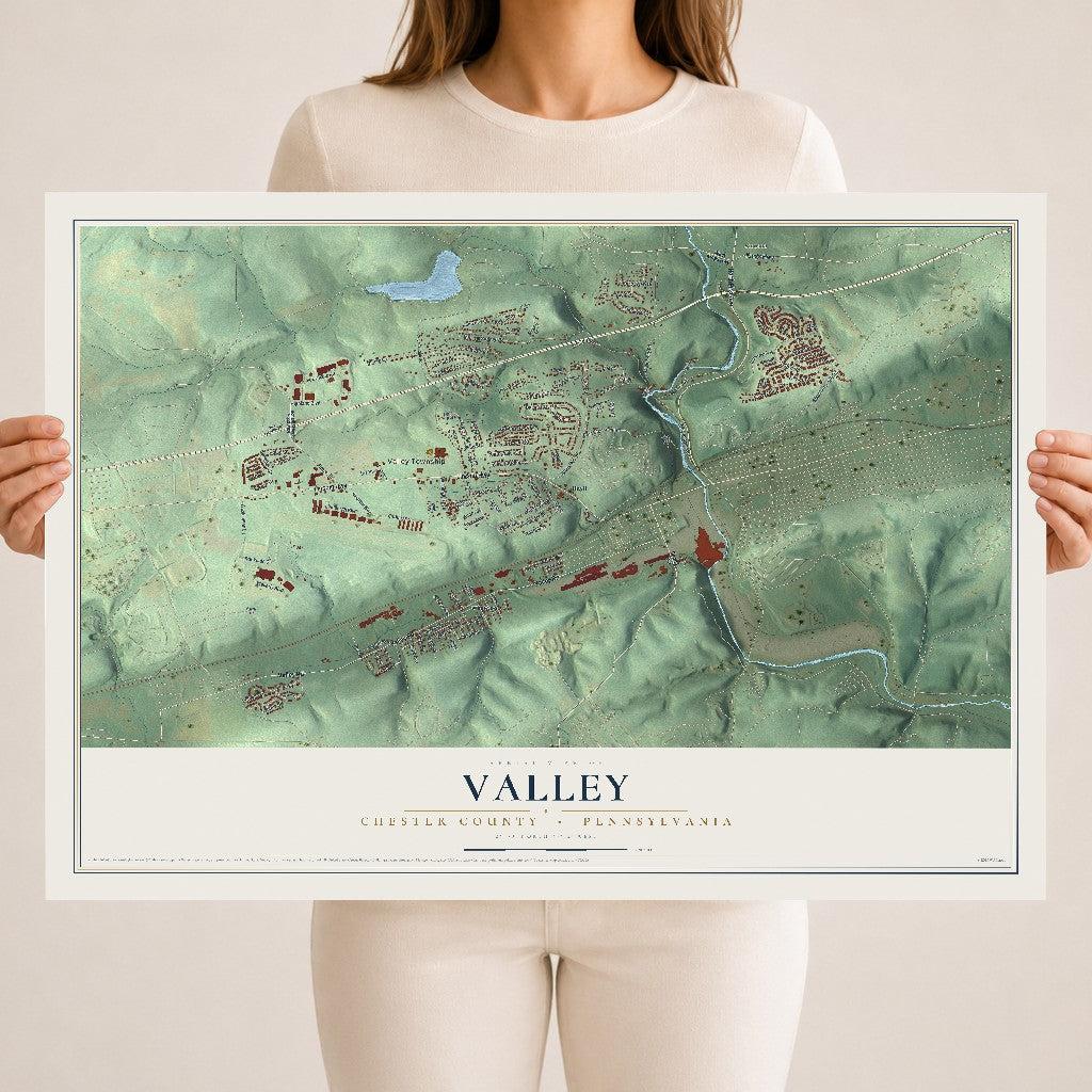 Map of Valley, Chester County, Pennsylvania, 18 x 24 inch unframed archival matte print
