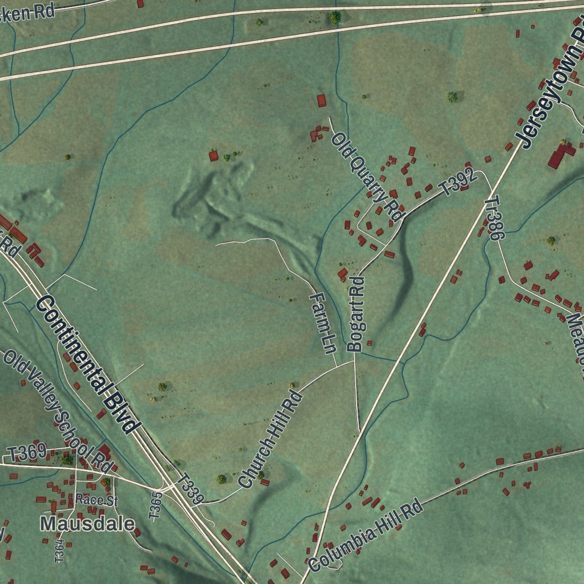 Close-up of the map of Valley, Montour County, Pennsylvania print showing street and building detail