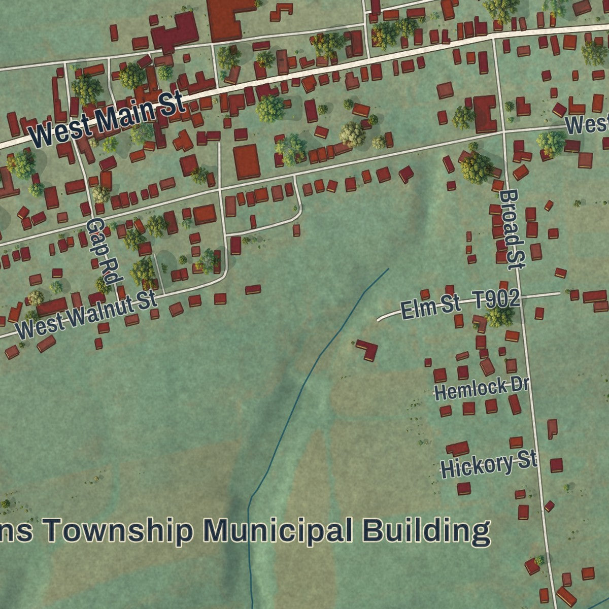 Close-up of the map of Valley View, Schuylkill County, Pennsylvania print showing street and building detail