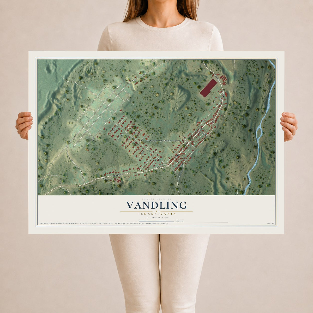 Map of Vandling, Pennsylvania, 24 x 36 inch unframed archival matte print