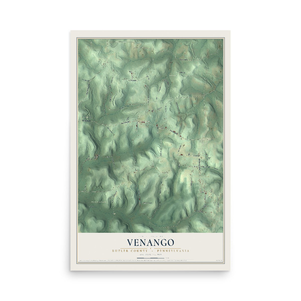 Map of Venango, Butler County, Pennsylvania, 12 x 18 inch unframed archival matte print
