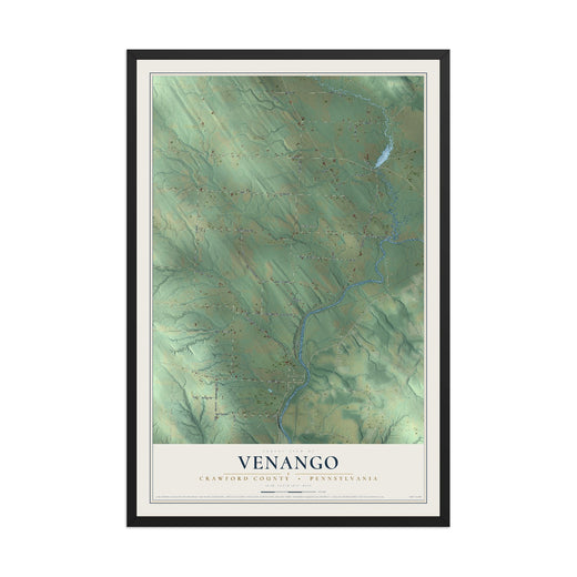 Map of Venango, Crawford County, Pennsylvania, 12 x 18 inch print in a black wood frame