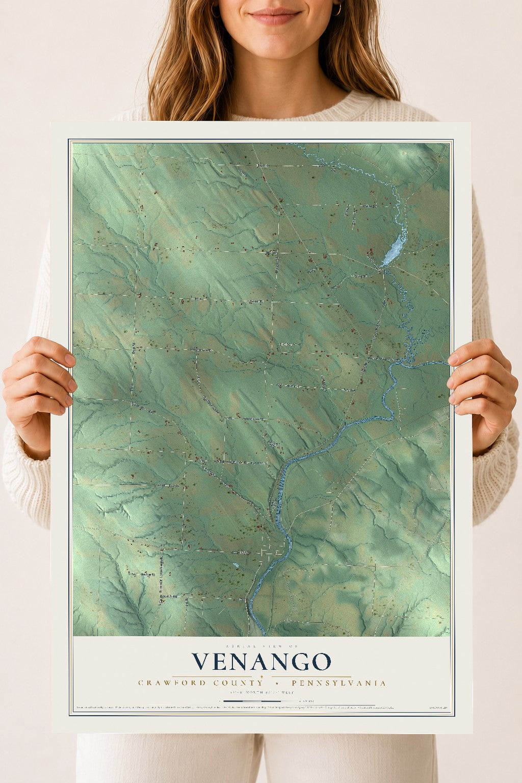Map of Venango, Crawford County, Pennsylvania, 18 x 24 inch unframed archival matte print