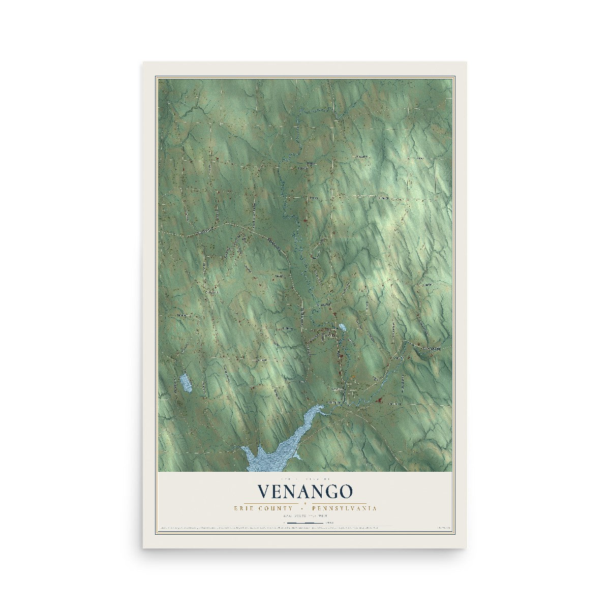 Map of Venango, Erie County, Pennsylvania, 12 x 18 inch unframed archival matte print