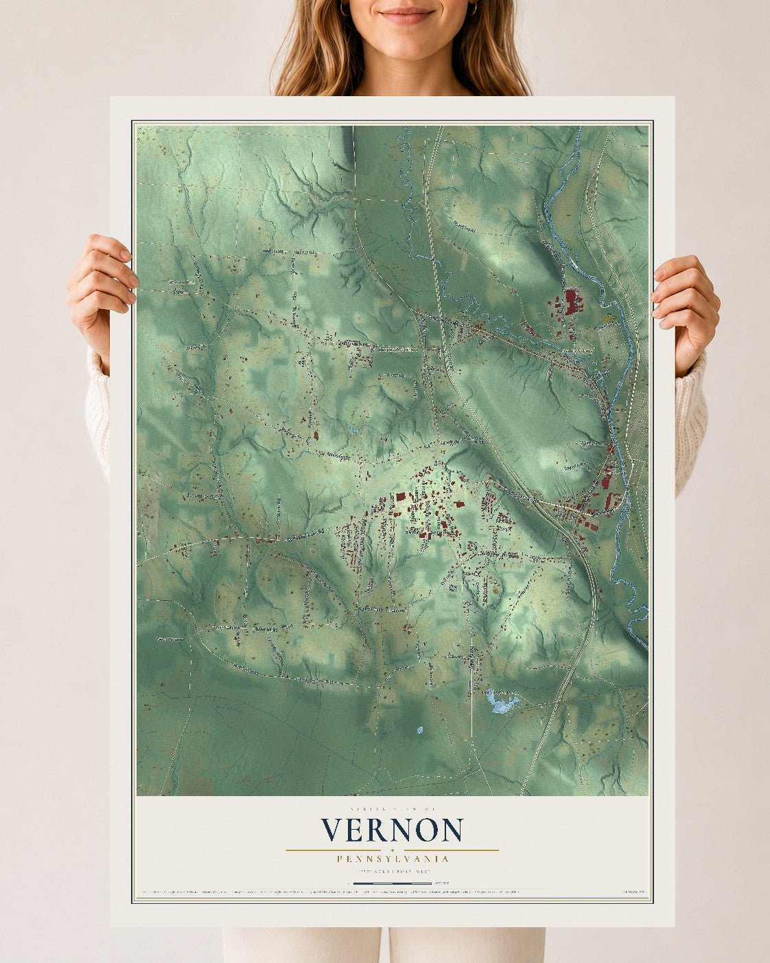 Map of Vernon, Pennsylvania, 24 x 36 inch unframed archival matte print