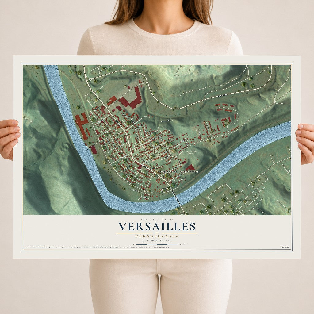 Map of Versailles, Pennsylvania, 18 x 24 inch unframed archival matte print