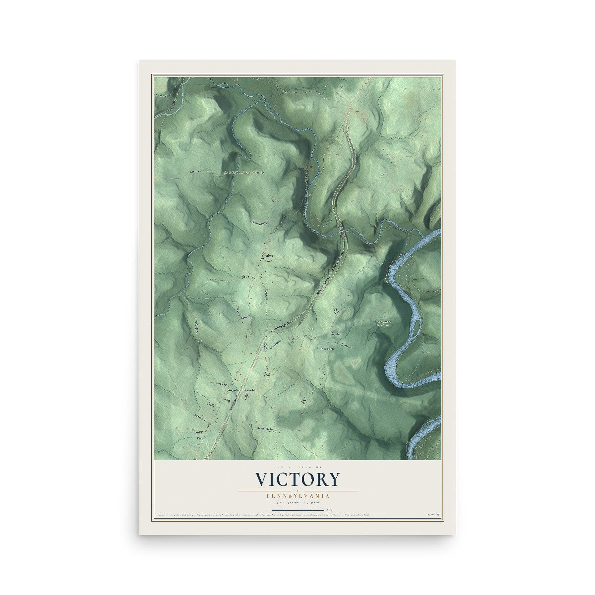 Map of Victory, Pennsylvania, 12 x 18 inch unframed archival matte print